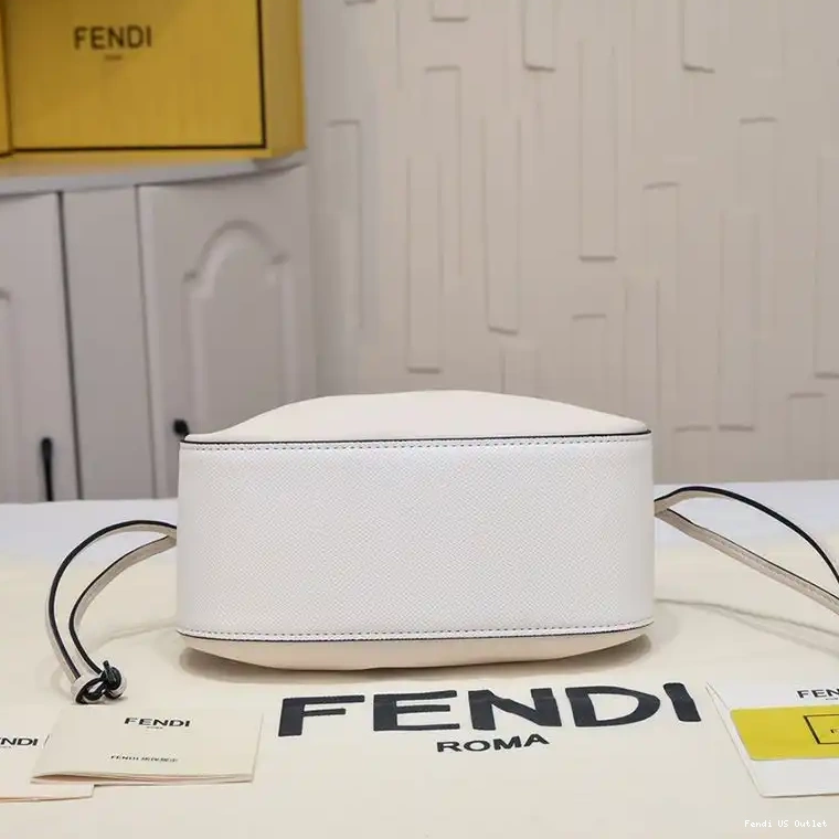 Affordable HOT Calf Leather Fendi Bag Bucket Beige In Pomodorino Mini 0608